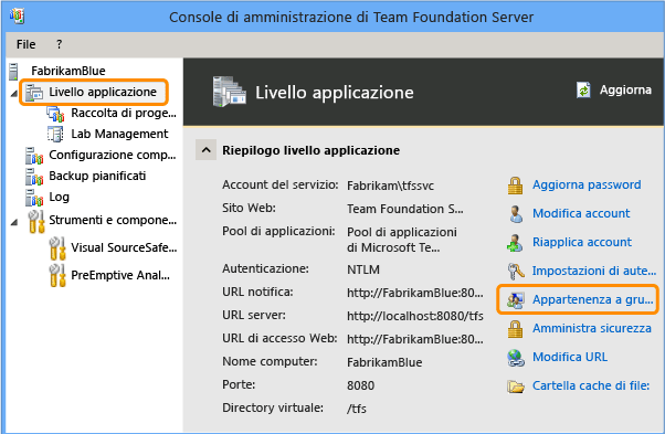 Livello di applicazione, scegliere Appartenenza a gruppo