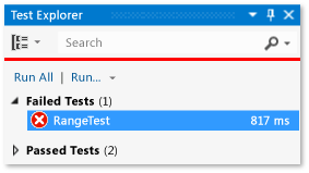 The RangeTest fails