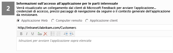 Launch application instructions rich-text area on Request Feedback form 