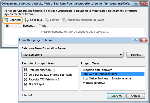 Connetti a TFS
