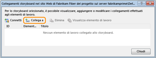 Scegliere di creare un collegamento a un elemento di lavoro