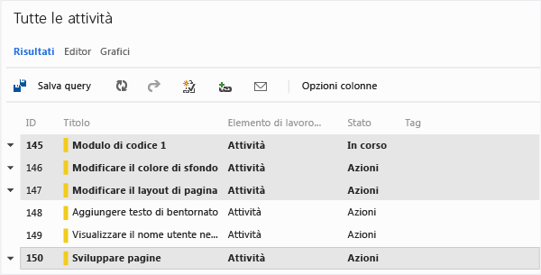 Modifica di massa risultati salvati (TWA)