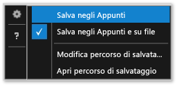 Menu di scelta rapida Impostazioni cattura di schermata