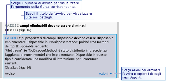 Avviso analisi codice espanso