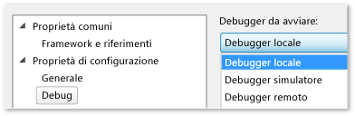 Pagina delle proprietà del progetto C++ e JavaScript