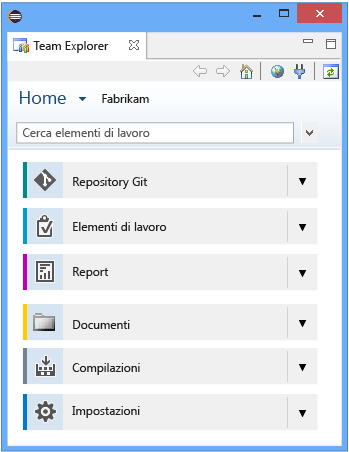 Home page con Git come controllo del codice sorgente - Eclipse