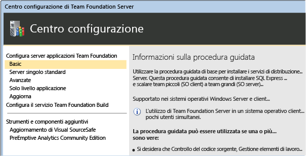 Usare TFS di base