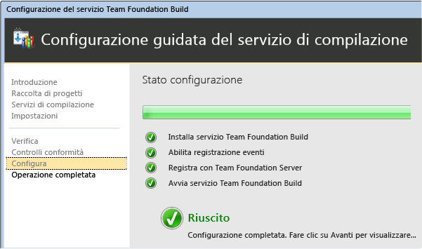 Installazione guidata compilazione completata