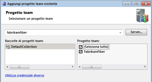 Aggiungere un progetto team esistente