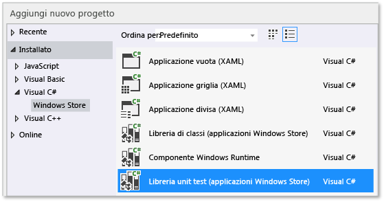 Creare il progetto unit test