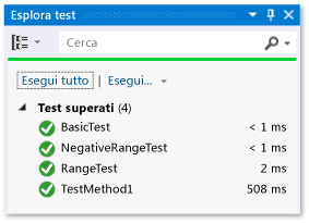 Tutti i test superati