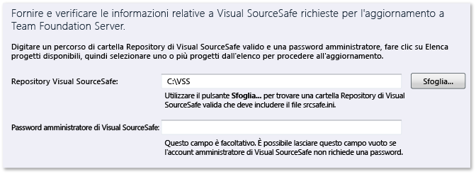 Aggiornamento guidato VSS - Repository