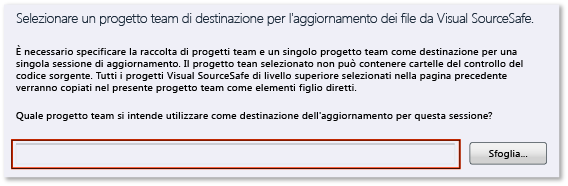 Aggiornamento guidato VSS - Progetti team