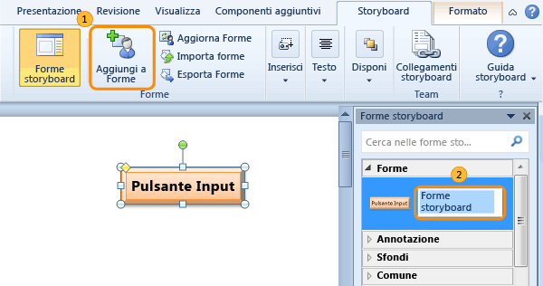 Salvare una forma personalizzata nella categoria Forme