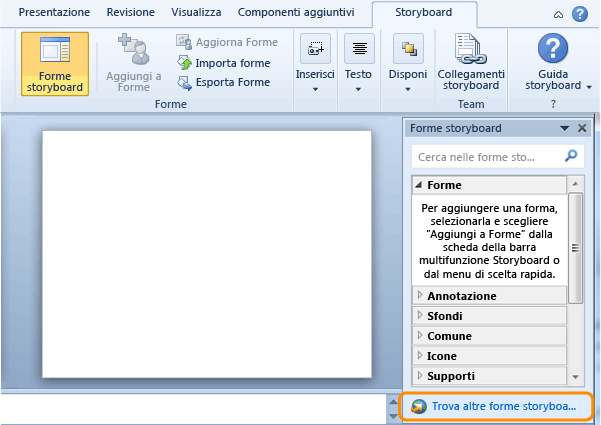 Individuare forme storyboard in Visual Studio Gallery