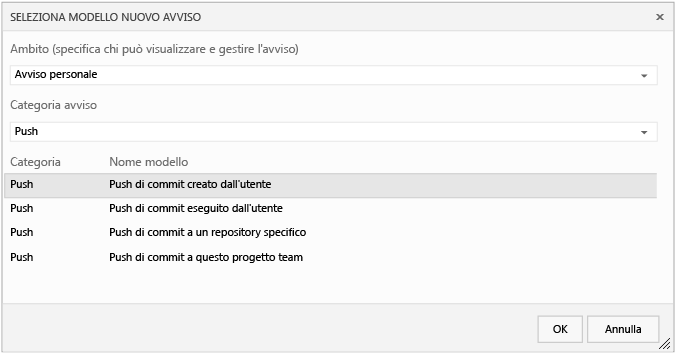 Push degli avvisi categoria (repository Git)