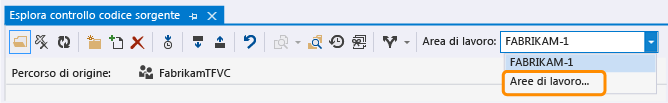 Modifica delle aree di lavoro da Esplora controllo codice sorgente