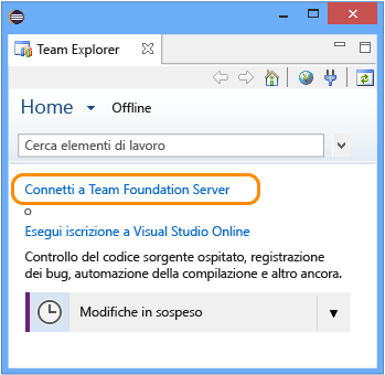 Connessione a Team Foundation Server