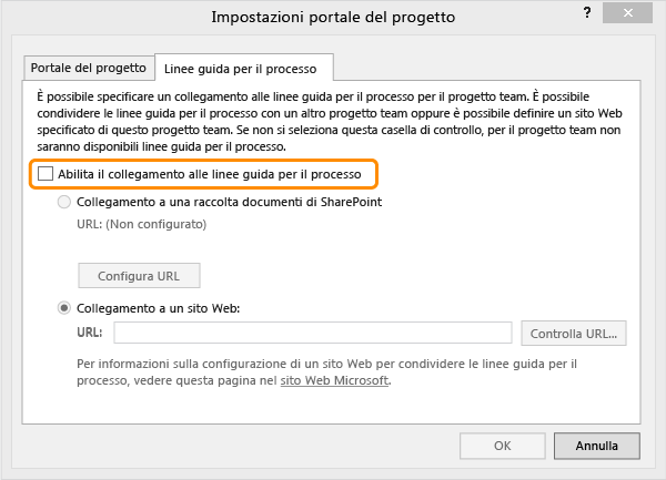 Linee guida per il processo non abilitate