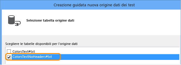 Selezionare il file di testo