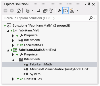 Solution Explorer with Test and Class projects