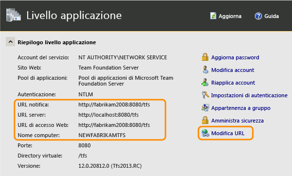 Gli URL di notifica e accesso Web non sono aggiornati