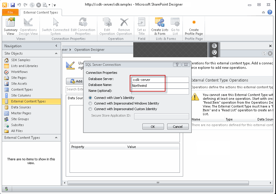 SQL Server connection properties