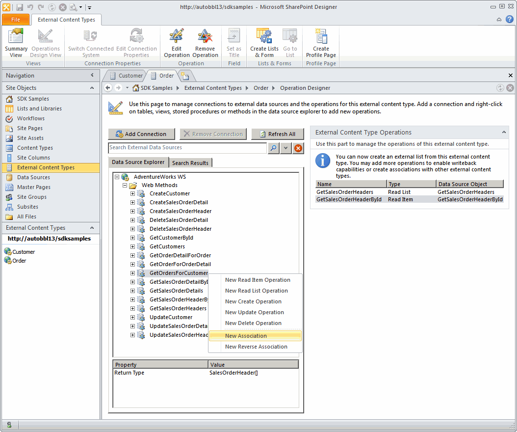 New WCF-based association