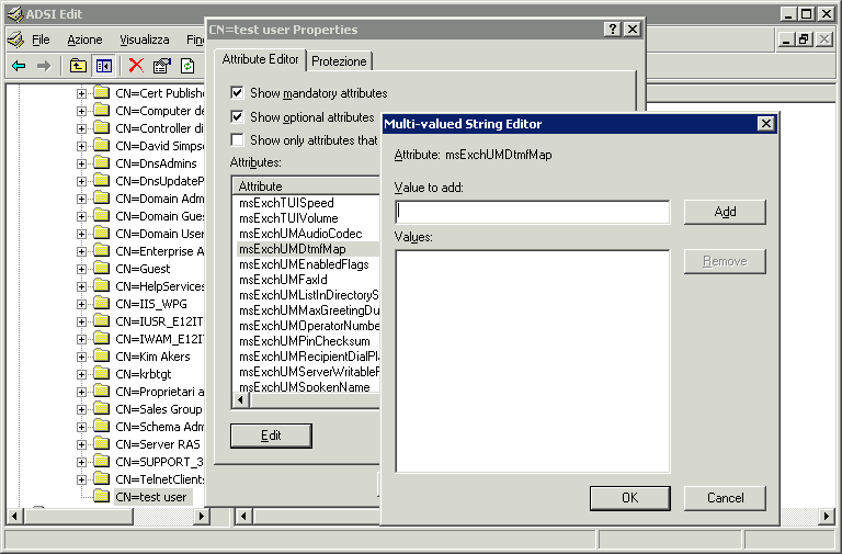 msExchUMDtmfMap senza valori