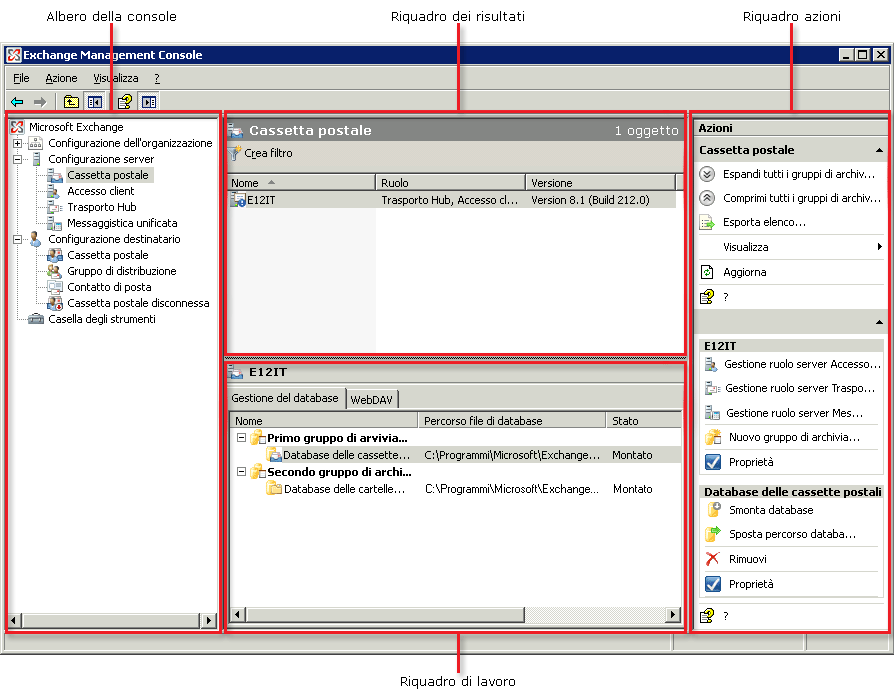 Exchange Management Console di Exchange Server 2007 SP1