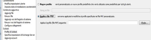 Opzione Applica file PRF nel profilo Outlook