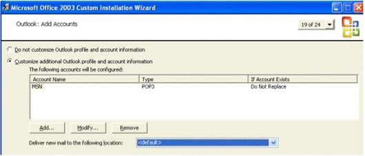 Configurazione dell'account di posta elettronica Internet in Office 2003