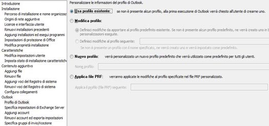 Configurare il profilo Outlook in Strumento di personalizzazione di Office