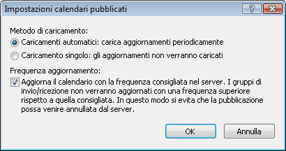 Impostazioni avanzate per la pubblicazione del calendario