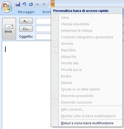 Personalizzazione della barra di accesso rapido disattivata mediante criteri