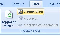 Excel Services - selezione delle connessioni dati