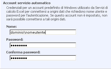 Configurazione account servizio automatico