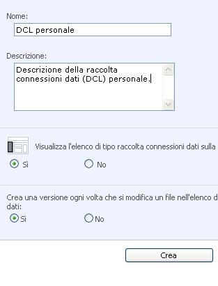 Gestire le connessioni ai dati - opzioni di selezione