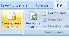 Pulsante Connessioni esistenti di Excel Services