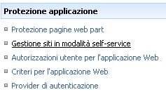 Finestra di dialogo Gestione siti in modalità self-service