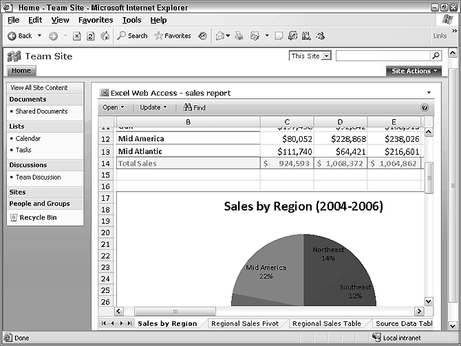 Sito del team - visualizzare il contenuto del sito