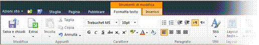 Menu Formato testo