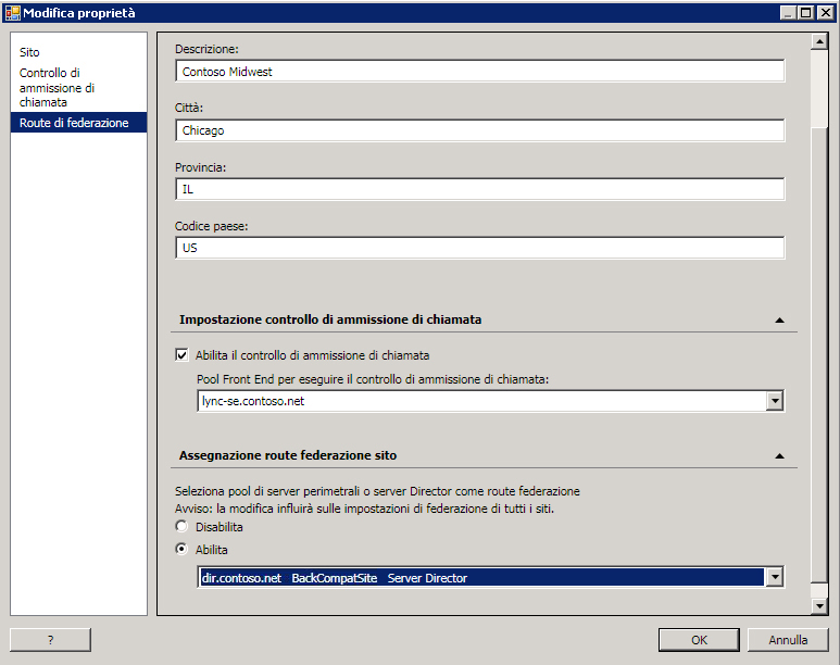 Pagina Route di federazione in Generatore di topologie