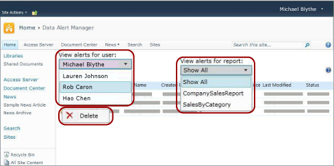 Gestione avvisi per gli amministratori del sito di SharePoint