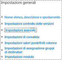 Impostazioni avanzate della raccolta di SharePoint