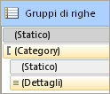 Gruppi di righe, modalità avanzata, senza intestazione gruppo