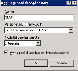 Schermata della finestra di dialogo Aggiungi pool di applicazioni