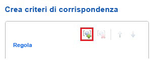 Pulsante della barra degli strumenti Crea regola di corrispondenza