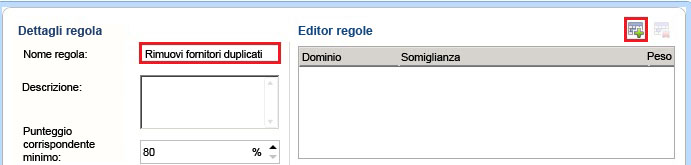 Dettagli regola - Pulsante Aggiungi nuovo elemento di domino