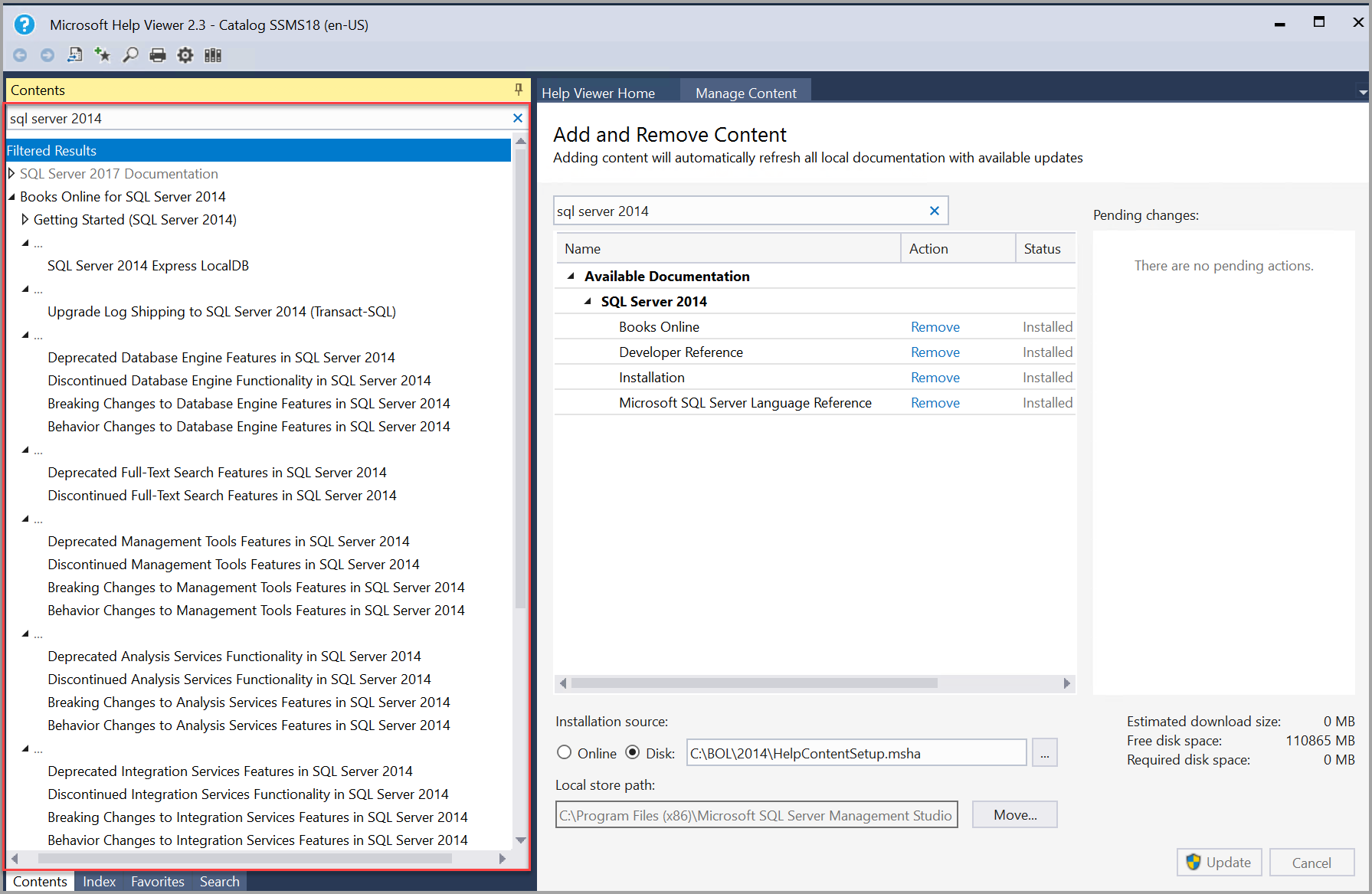 Documentazione di SQL Server 2014 aggiornata automaticamente